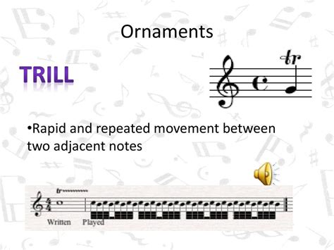 trill definition music: The trill, as an ornament in music, is a technique that involves rapidly alternating between two adjacent notes.